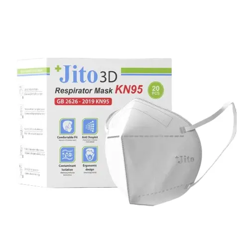 MASKER RESPIRATOR 3D KN95 - PUTIH 4 PLY "JITO" (1 Box = 20 pcs)