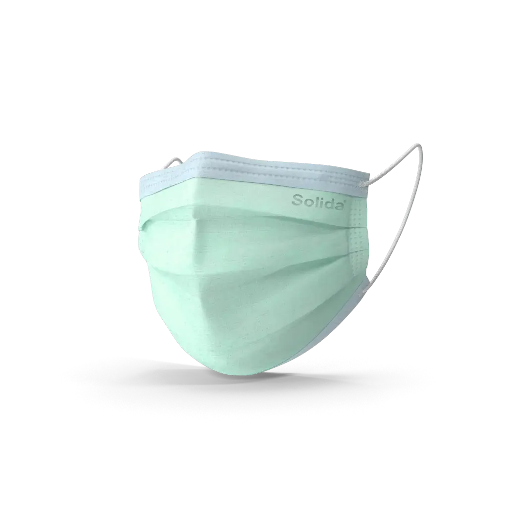 MASKER ELASTIK - HIJAU 4 PLY "SOLIDA HEALTHCARE" (1 Box = 50 pcs)