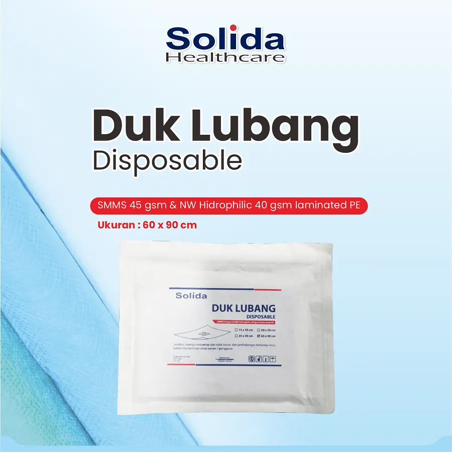 DUK LUBANG - 60 × 90 CM "SOLIDA HEALTHCARE" (1 Pouch = 1 pcs)