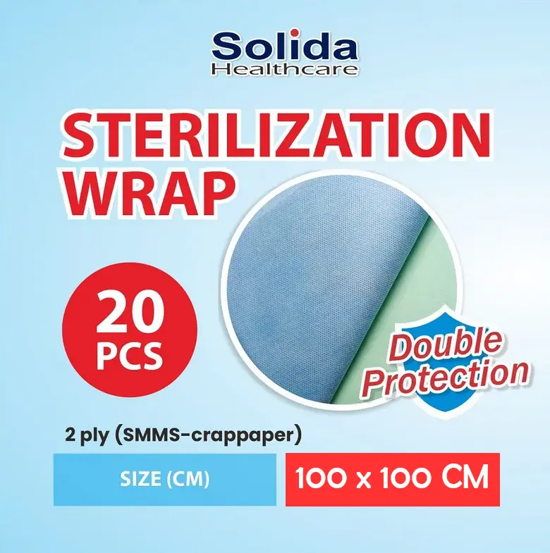 STERILIZATION WRAP SMMS - 45 GSM 100 × 100 CM "MI" (1 Polybag = 25 sheet)