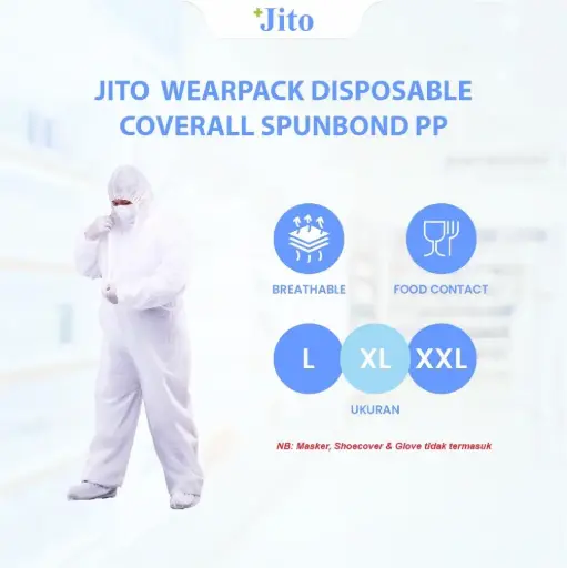 COVERALL CAGOULE MICROPOROUS - NON SEAM TAPE - SIZE M "JITO" (1 Karton = 25 set)