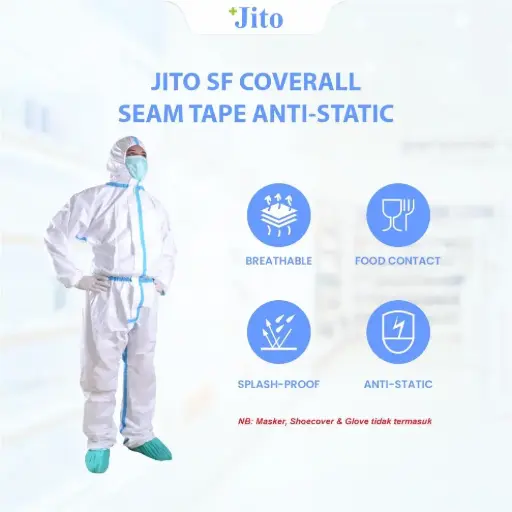 COVERALL CAGOULE MICROPOROUS - SEAM TAPE - SIZE L "JITO" (1 Karton = 25 set)