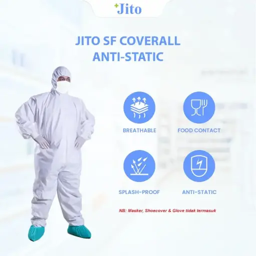 COVERALL CAGOULE NW - PUTIH 40 GSM - SIZE XL "JITO" (1 Karton = 25 set)