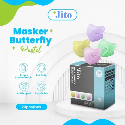MASKER RESPIRATOR 3D KN95 - MODEL BUTTERFLY - WARNA PASTEL "JITO" (1 Box = 20 pcs) (copy)